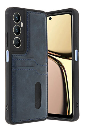 Realme C65 Kılıf Kartlıklı Deri Görünüm Silikon Azn-Sara