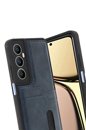 Realme C65 Kılıf Kartlıklı Deri Görünüm Silikon Azn-Sara