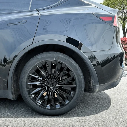 Tesla Model Y 2023-2025 Uyumlu 19 İnç Uberturbine Stil Jant Kapağı Seti Parlak Siyah