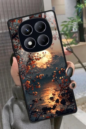 Xiaomi Redmi Note 14 Pro 4G Uyumlu Van Gogh Kırmızı Ağaç Tablo Tasarımlı Parlak Silikon Kılıf