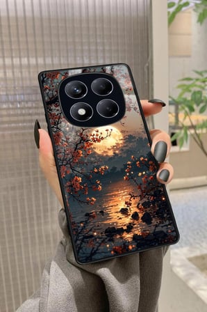Xiaomi Redmi Note 14 Pro 4G Uyumlu Van Gogh Kırmızı Ağaç Tablo Tasarımlı Parlak Silikon Kılıf