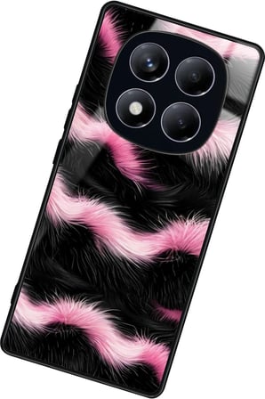 Xiaomi Redmi Note 14 Pro 4G Uyumlu Pembe Zebra Tasarımlı Parlak Silikon Kılıf