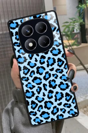 Xiaomi Redmi Note 14 Pro 4G Uyumlu Mavi Leopar Tasarımlı Parlak Silikon Kılıf