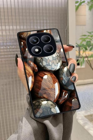 Xiaomi Redmi Note 14 Pro 4G Uyumlu Kahverengi Taş Tasarımlı Parlak Silikon Kılıf