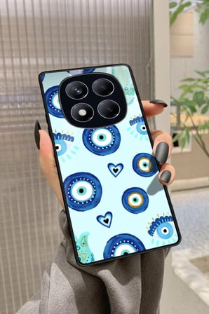 Xiaomi Redmi Note 14 Pro 4G Uyumlu Nazar Boncuğu Tasarımlı Parlak Silikon Kılıf