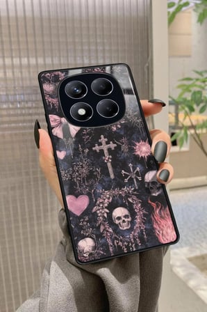 Xiaomi Redmi Note 14 Pro 4G Uyumlu Kurukafa Tasarımlı Parlak Silikon Kılıf