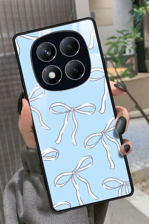 Xiaomi Redmi Note 14 Pro 4G Uyumlu Beyaz Kurdele Tasarımlı Parlak Silikon Kılıf