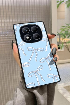 Xiaomi Redmi Note 14 Pro 4G Uyumlu Beyaz Kurdele Tasarımlı Parlak Silikon Kılıf