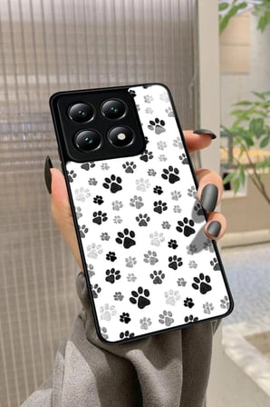 Xiaomi Redmi Note 14 Uyumlu Siyah-Beyaz Kedi Patisi Tasarımlı Parlak Silikon Kılıf
