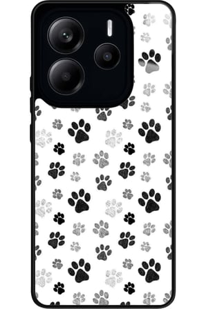 Xiaomi Redmi Note 14 Uyumlu Siyah-Beyaz Kedi Patisi Tasarımlı Parlak Silikon Kılıf