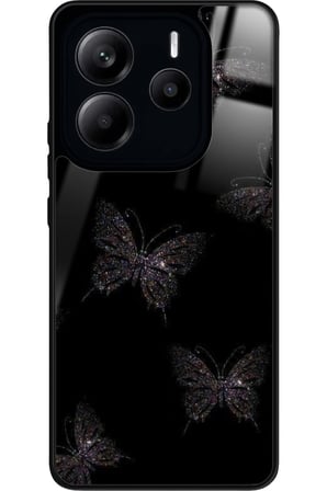 Xiaomi Redmi Note 14 Uyumlu Kelebek Tasarımlı Parlak Silikon Kılıf