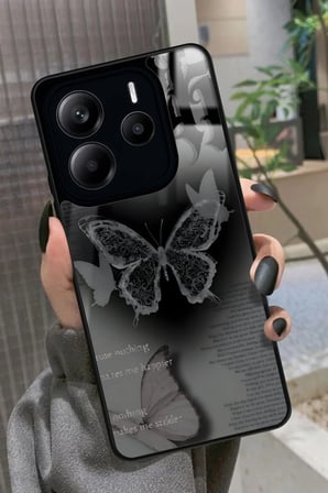 Xiaomi Redmi Note 14 Uyumlu Kelebek Tasarımlı Parlak Silikon Kılıf