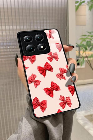 Xiaomi Redmi Note 14 Uyumlu Kırmızı Kurdele Tasarımlı Parlak Silikon Kılıf