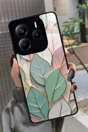 Xiaomi Redmi Note 14 Uyumlu Yaprak Tasarımlı Parlak Silikon Kılıf