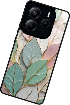 Xiaomi Redmi Note 14 Uyumlu Yaprak Tasarımlı Parlak Silikon Kılıf