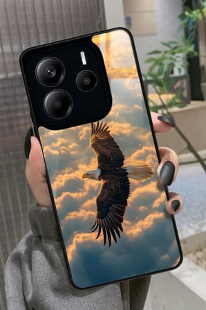 Xiaomi Redmi Note 14 Uyumlu Kartal Tasarımlı Parlak Silikon Kılıf