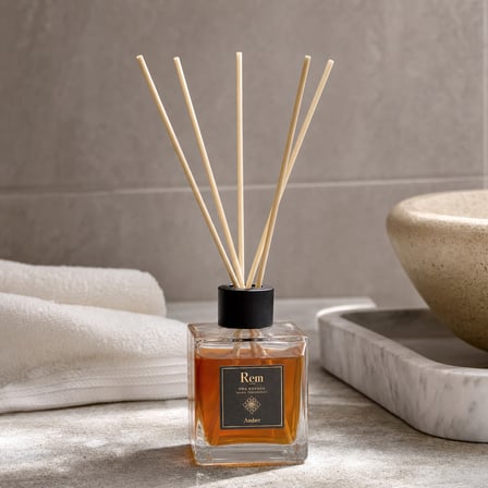 Amber 100 ml Bambu Çubuklu Oda Kokusu – Kare Cam Şişe