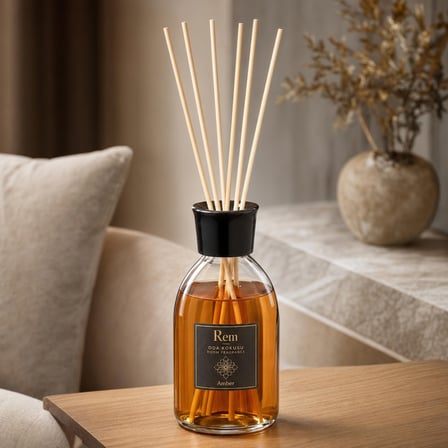 Amber 100 ml Bambu Çubuklu Oda Kokusu – Şeffaf Uzun Silindir Cam Şişe