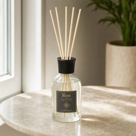 Bebek Pudrası 100 ml Bambu Çubuklu Oda Kokusu – Şeffaf Uzun Silindir Cam Şişe