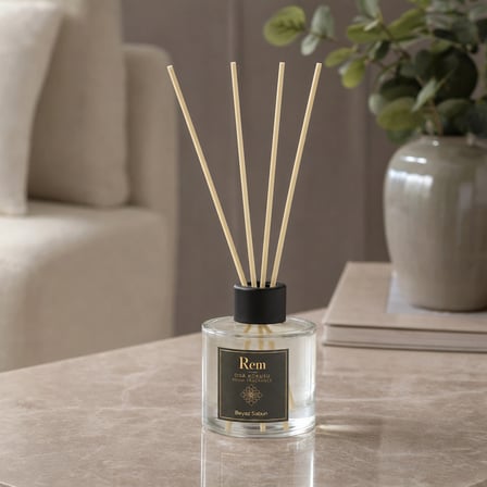 Beyaz Sabun 150 ml Bambu Çubuklu Oda Kokusu – Yuvarlak Silindir Cam Şişe