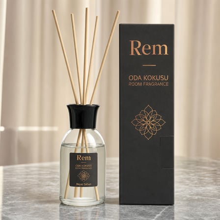 Beyaz Sabun 100 ml Bambu Çubuklu Oda Kokusu – Şeffaf Uzun Silindir Cam Şişe