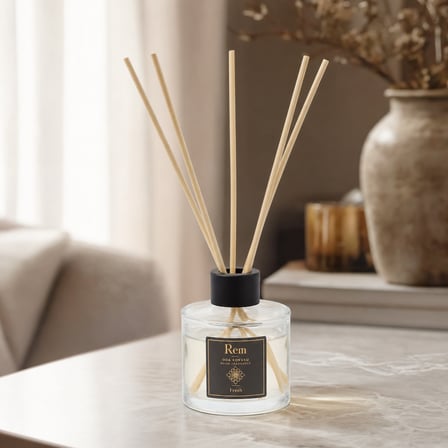 Fresh 150 ml Bambu Çubuklu Oda Kokusu – Yuvarlak Silindir Cam Şişe