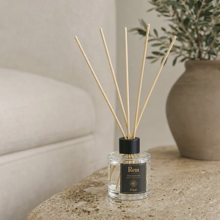 Fresh 100 ml Bambu Çubuklu Oda Kokusu – Silindir Oval Yuvarlak Cam Şişe