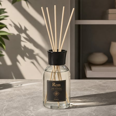Fresh 100 ml Bambu Çubuklu Oda Kokusu – Şeffaf Uzun Silindir Cam Şişe