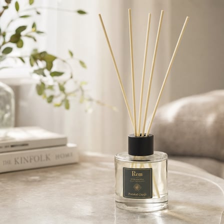 Portakal Çiçeği 100 ml Bambu Çubuklu Oda Kokusu – Silindir Oval Yuvarlak Cam Şişe