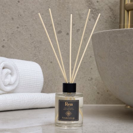 Portakal Çiçeği 100 ml Bambu Çubuklu Oda Kokusu – Silindir Oval Yuvarlak Cam Şişe