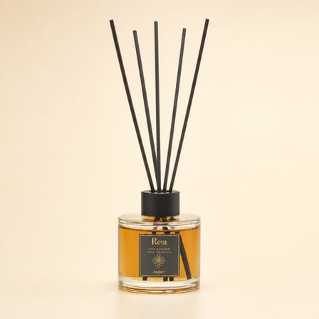 Amber 150 ml Fiber Çubuklu Oda Kokusu – Yuvarlak Silindir Cam Şişe