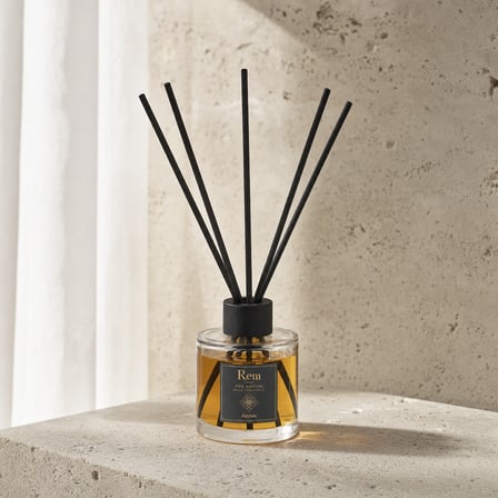 Amber 150 ml Fiber Çubuklu Oda Kokusu – Yuvarlak Silindir Cam Şişe