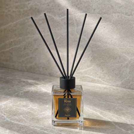 Amber 100 ml Fiber Çubuklu Oda Kokusu – Kare Cam Şişe