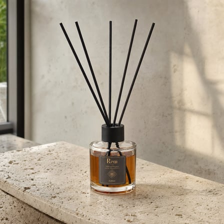 Amber 100 ml Fiber Çubuklu Oda Kokusu – Silindir Oval Yuvarlak Cam Şişe