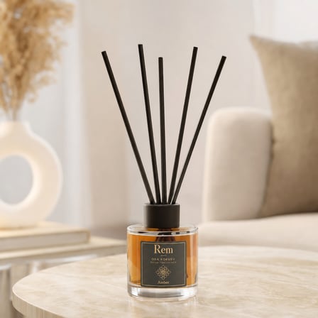Amber 100 ml Fiber Çubuklu Oda Kokusu – Silindir Oval Yuvarlak Cam Şişe