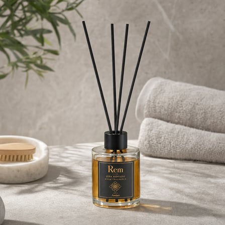 Amber 100 ml Fiber Çubuklu Oda Kokusu – Silindir Oval Yuvarlak Cam Şişe