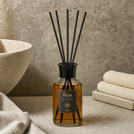 Amber 100 ml Fiber Çubuklu Oda Kokusu – Şeffaf Uzun Silindir Cam Şişe