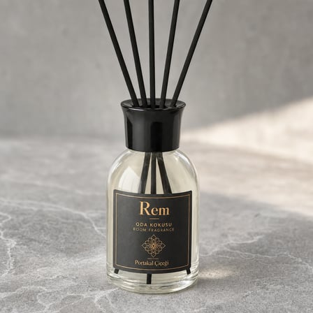Portakal Çiçeği 100 ml Fiber Çubuklu Oda Kokusu – Şeffaf Uzun Silindir Cam Şişe