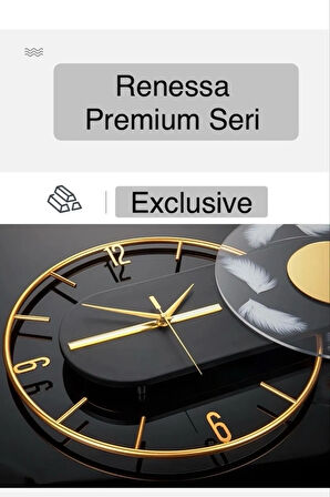 Renessa Exclusive ( Quartz Mekanizmalı ) Özel Seri Dekoratif Metal Ahşap Duvar Saati