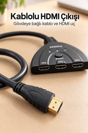 HDMI Giriş Seçici Bilgisayar ve Oyun Konsolu Bağlantısı