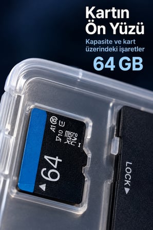 64 GB Micro SD Hafıza Kartı Adaptörlü Kutulu Set