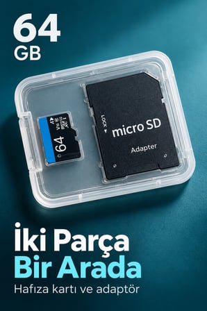 64 GB Micro SD Hafıza Kartı Adaptörlü Kutulu Set