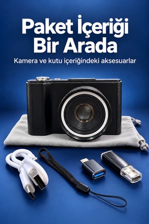 Otomatik Odaklamalı Dijital Fotoğraf Makinesi 4K Video ve Fotoğraf Çekimi