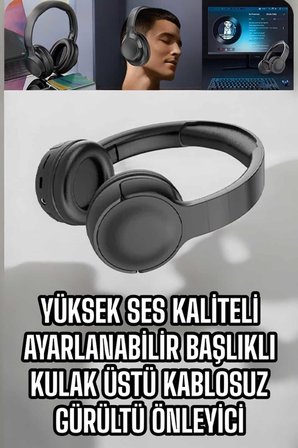 Kablosuz Bluetooth Kulaklık ANC/ENC Destekli Kulak Üstü Yüksek Ses Kaliteli