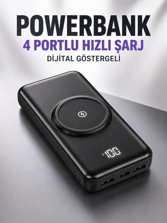 10.000 Mah Powerbank 4 Portlu Hızlı Şarj Dijital Göstergeli