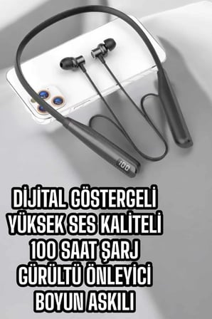 Dijital Batarya Göstergeli Bluetooth Özellikli Boyun Askılı Kulaklık