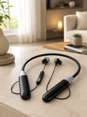 Uzun Kullanım Süreli Bluetooth Kulaklık Boyun Bantlı Mikrofonlu Kablosuz Müzik ve Görüşme Kulaklığı