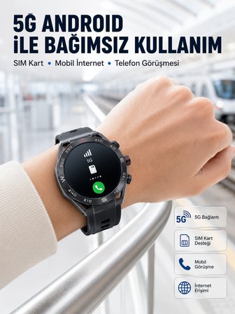 5G Android Akıllı Saat AMOLED Ekran SIM Kart Destekli Kameralı