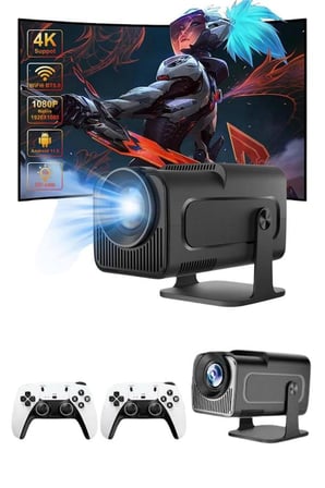 4K Android Smart Wi-fi Çift Kollu Projeksiyon Game Box Kumandalı Taşınabilir Yeni Nesil