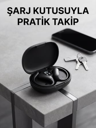 Bluetooth Kablosuz Kulaklık Kulak Kancalı Şarj Göstergeli